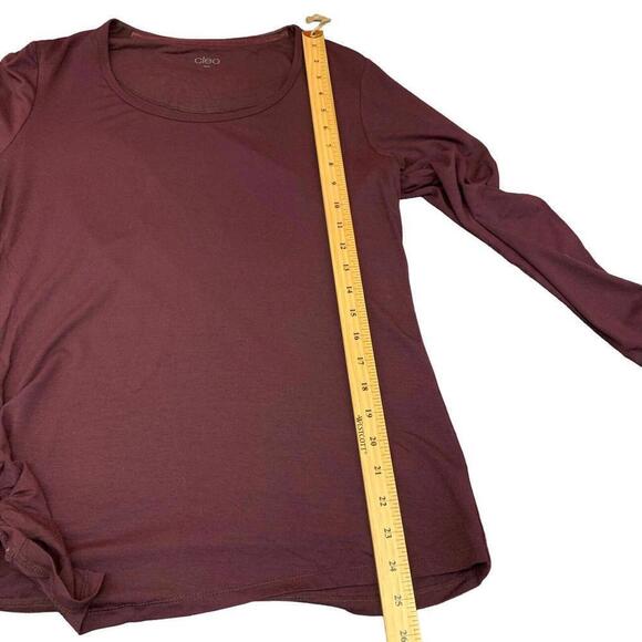 Cleo Womens Long Sleeve Burgundy Round Neck Top Shirt Rayon Blend Size M - Picture 6 of 9